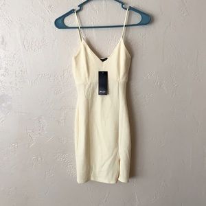 Lemon yellow bodycon mini dress